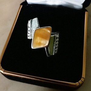 Ring Silver 950 size 7.5 Ring with natural stone new.